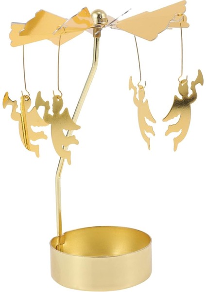 Isı Ile Dönen Metal Mumluk – Melek Modeli, Altın Renk, Dekoratif ve Anlamlı Masa Üstü Mumluk
