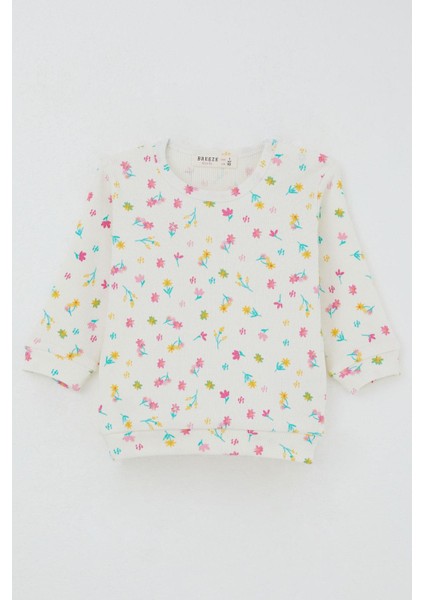 Kız Bebek Pijama Takımı Omuzdan Patlı Renkli Çiçek Desenli 4 Ay-1 Yaş, Ekru fiyatları