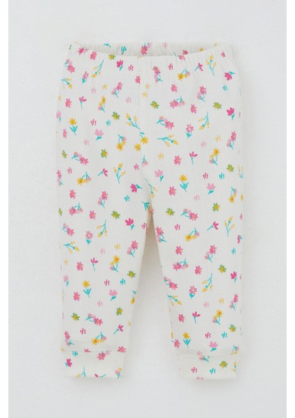 Kız Bebek Pijama Takımı Omuzdan Patlı Renkli Çiçek Desenli 4 Ay-1 Yaş, Ekru modelleri