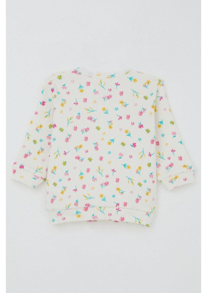 Kız Bebek Pijama Takımı Omuzdan Patlı Renkli Çiçek Desenli 4 Ay-1 Yaş, Ekru fırsatları