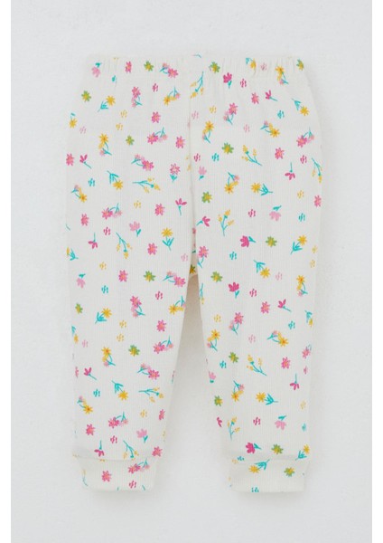 Kız Bebek Pijama Takımı Omuzdan Patlı Renkli Çiçek Desenli 4 Ay-1 Yaş, Ekru indirimleri