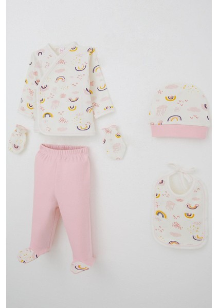 Kız Bebek Hastane Çıkışı 5 Li Gökyüzü Temalı Bulut Desenli 0-3 Ay, Ekru fiyatları