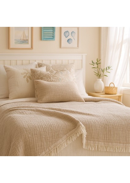 HB&Victory Müslin %100 Pamuk 6 Katlı Yorgan Vizon Renk çift Kişilik 240X220 Cm. modelleri