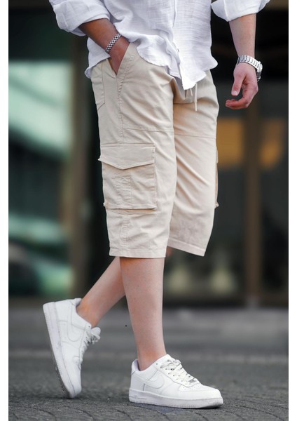 Bej Kargo Cep Erkek Kapri Şort 6875