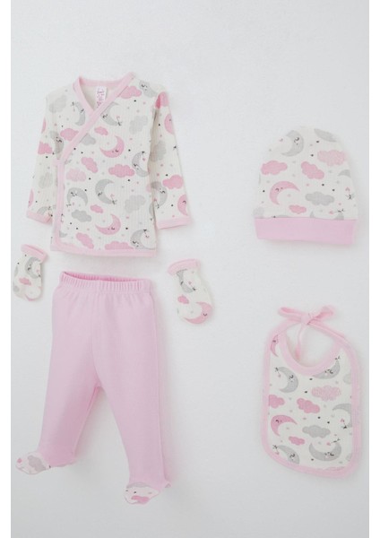 Kız Bebek Hastane Çıkışı 5 Li Gökyüzü Temalı Uykucu Ay Desenli 0-3 Ay, Ekru fiyatları