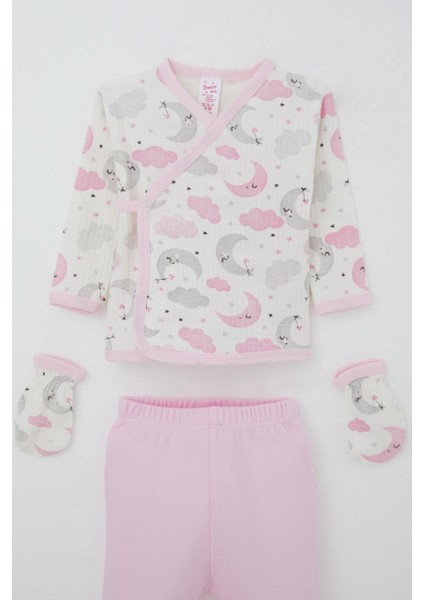 Kız Bebek Hastane Çıkışı 5 Li Gökyüzü Temalı Uykucu Ay Desenli 0-3 Ay, Ekru modelleri