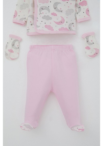 Kız Bebek Hastane Çıkışı 5 Li Gökyüzü Temalı Uykucu Ay Desenli 0-3 Ay, Ekru fırsatları