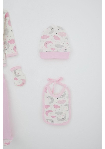 Kız Bebek Hastane Çıkışı 5 Li Gökyüzü Temalı Uykucu Ay Desenli 0-3 Ay, Ekru indirimleri