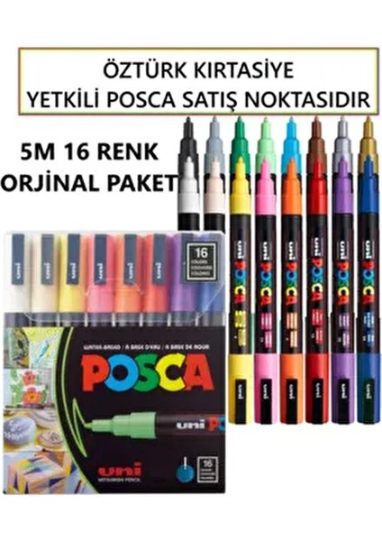 16'lı Renkli Marker Kalem Seti 1.8-2.5 mm Uç Kalınlığı ile Hobi ve Sanat İçin