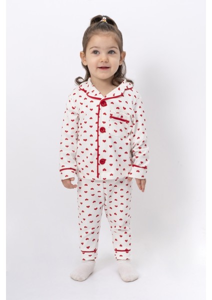 Mini Kalp Baskılı Kız Bebek Pjama Takım