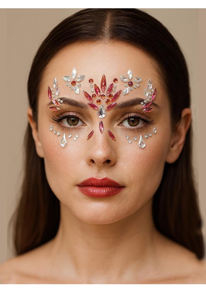 Kristal Göz Taşı Vücut Süsleme Taşı Yüz Süsleme Makyaj Taşı Kırmızı