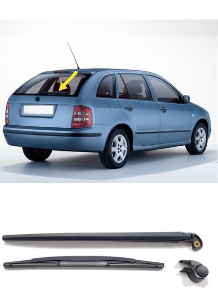 Skoda Fabia Combi Stationwagon 2000-2008 Arka Cam Silecek Kolu ve Süpürgesi Kapak Takım 6Y9955707A