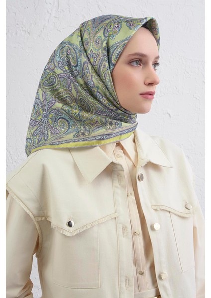Etnik Desen Saf Ipek Twill Eşarp 9421D 83