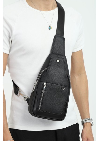 Hakiki Deri Siyah Omuz Çantası Erkek Omuz Çantası Erkek Çapraz Çanta