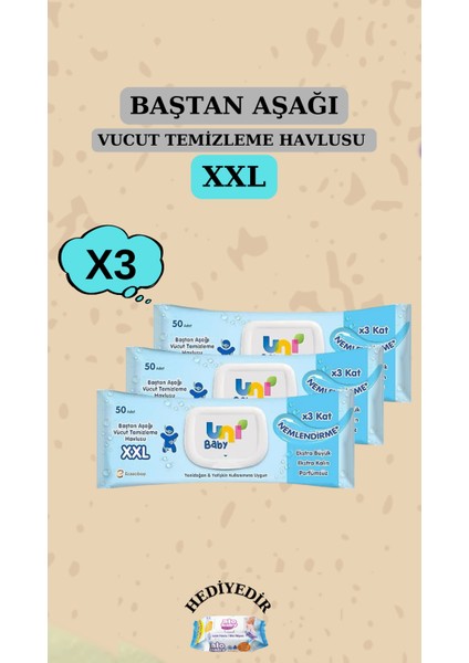 Vücut Temizleme Havlusu Xxl 3'li 150 Yaprak