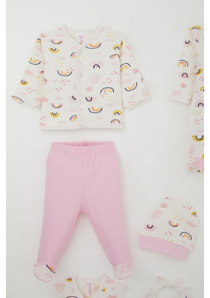 Kız Bebek Hastane Çıkışı 8 Li Gökyüzü Temalı Bulut Desenli 0-3 Ay, Ekru modelleri