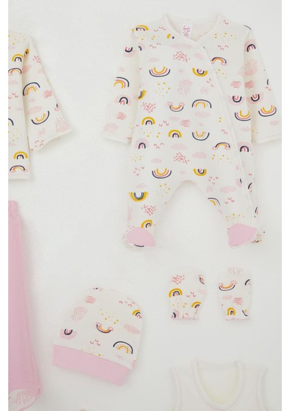 Kız Bebek Hastane Çıkışı 8 Li Gökyüzü Temalı Bulut Desenli 0-3 Ay, Ekru indirimleri