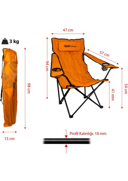 0316 Katlanır Kamp Sandalyesi - Turuncu fiyatları