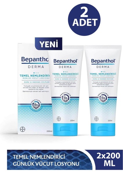 Derma Temel Nemlendirici Günlük Vücut Losyonu 200 ml 2 Adet