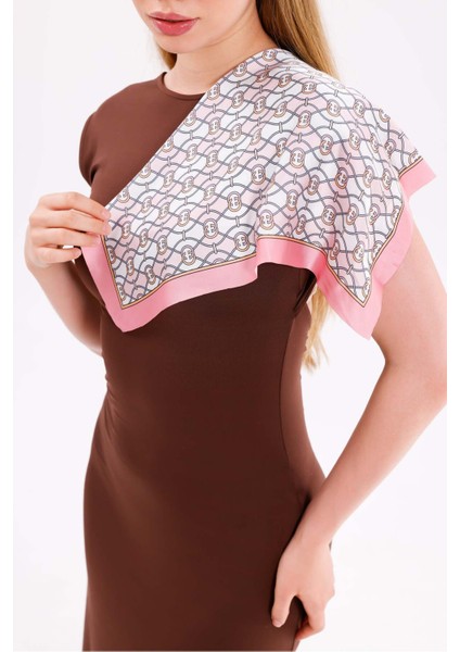 Pembe Zincir Model Fular Estascarf 48 x 48 cm