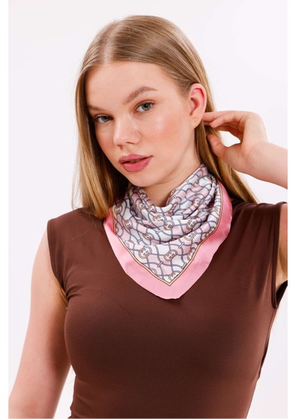 Pembe Zincir Model Fular Estascarf 48 x 48 cm modelleri