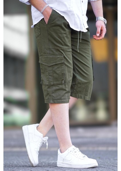 Haki Kargo Cep Erkek Kapri Şort 6875