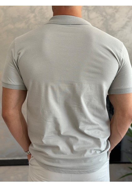 Erkek Slim Fit Pamuklu Polo Yaka Tshirt Gri ECA017 fırsatları