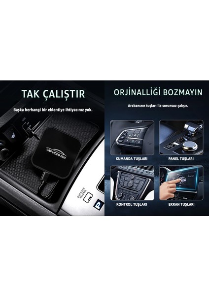 Kablosuz Carplay & Android Auto 3-ü-1 Arada Multimedya Kutusu 4GB RAM 64GB ROM– Quad-Core Işlemci, Dual-Band Wi-Fi (2.4 G & 5 G) & Bluetooth 5.0, Mirror Link, Tf Kart (256 Gb’a Kadar), modelleri