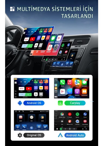 Kablosuz Carplay & Android Auto 3-ü-1 Arada Multimedya Kutusu 4GB RAM 64GB ROM– Quad-Core Işlemci, Dual-Band Wi-Fi (2.4 G & 5 G) & Bluetooth 5.0, Mirror Link, Tf Kart (256 Gb’a Kadar), indirimleri