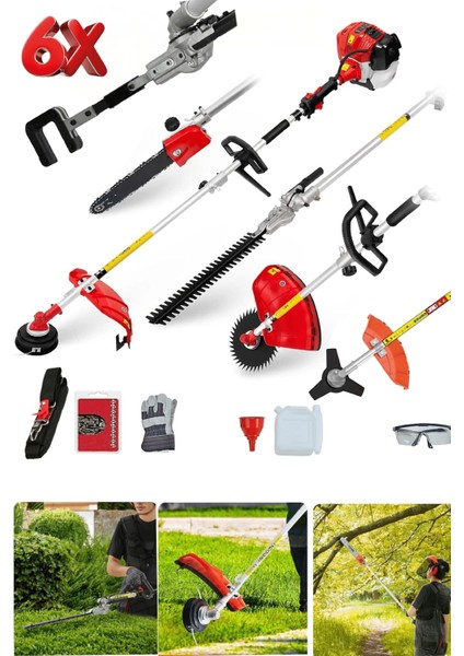 Solestar Çok Fonksiyonlu 20HPX Motorlu 6ın1 Kafalı Combo Set 6x1 Tırpan Seti