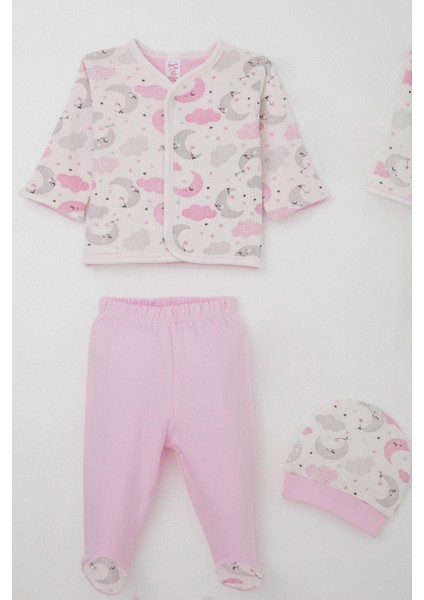 Kız Bebek Hastane Çıkışı 8 Li Gökyüzü Temalı Uykucu Ay Desenli 0-3 Ay, Ekru modelleri