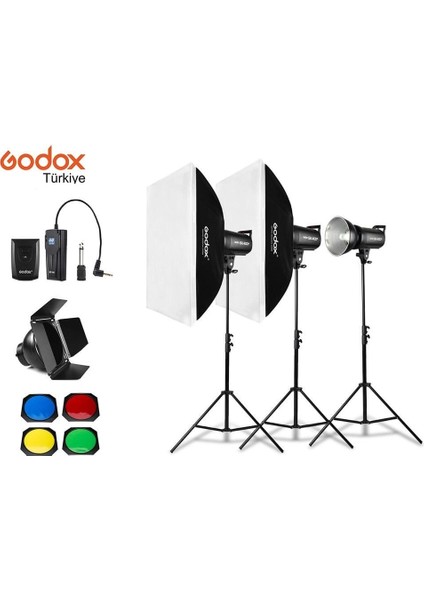 SK400II 400 Watt 3'lü Stüdyo Paraflaş Seti