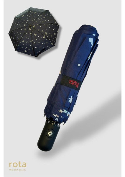Tam Otomatik 8 Telli Dayanıklı Fiber Tel Şemsiye - RT-3020W - Lacivert Tavşanlı