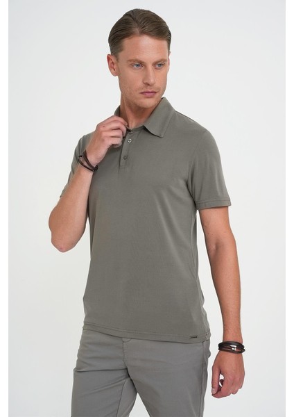 Comfort Fit Polo Yaka Modal Karışım Kısa Kol Casual Haki Tişört Ts 903 fiyatları