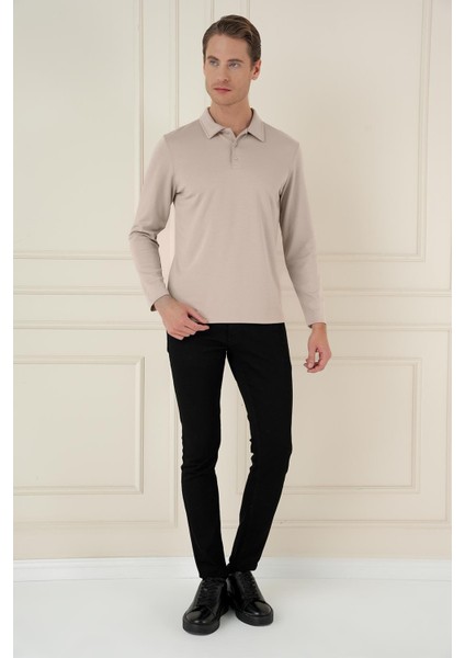 Ts 893 Slim Fit Bej Spor T-Shirt