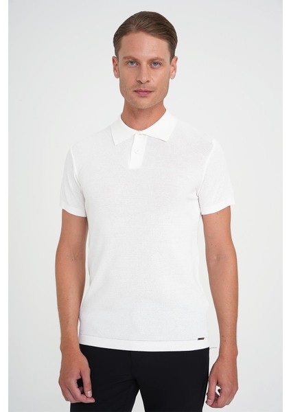 Comfort Fit Polo Yaka Kısa Kollu Ekru Triko Tr 883 fiyatları