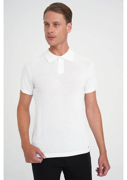 Comfort Fit Polo Yaka Kısa Kollu Ekru Triko Tr 883 modelleri