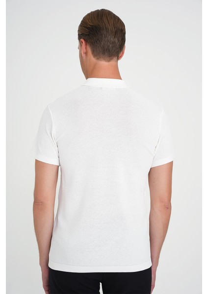 Comfort Fit Polo Yaka Kısa Kollu Ekru Triko Tr 883 fırsatları