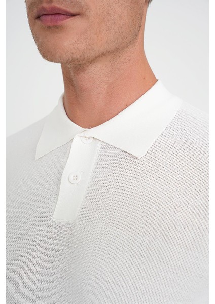 Comfort Fit Polo Yaka Kısa Kollu Ekru Triko Tr 883 indirimleri