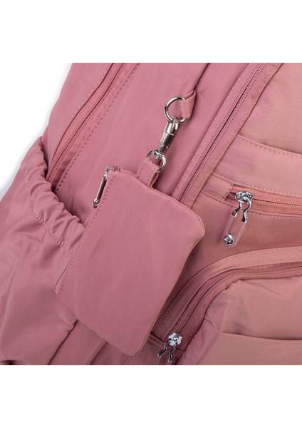 Unisex Büyük Boy Çok Gözlü Hafif Sırt Çantası Gül Kurusu modelleri