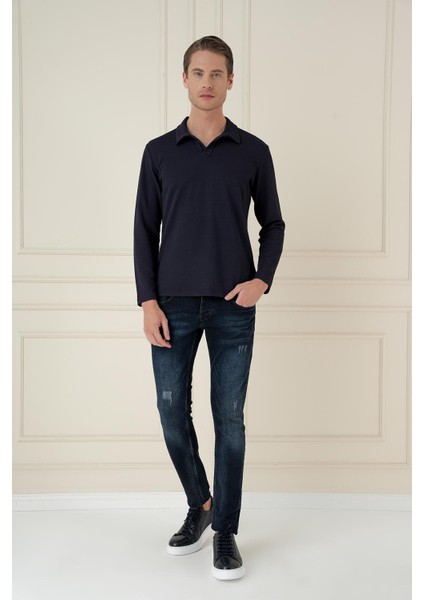 Ts 890 Slim Fit Lacivert Spor T-Shirt