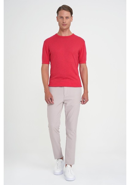 Comfort Fit Bisiklet Yaka Kısa Kol Spor Mercan Triko Tr 881