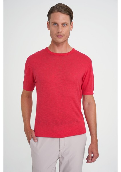 Comfort Fit Bisiklet Yaka Kısa Kol Spor Mercan Triko Tr 881 fırsatları