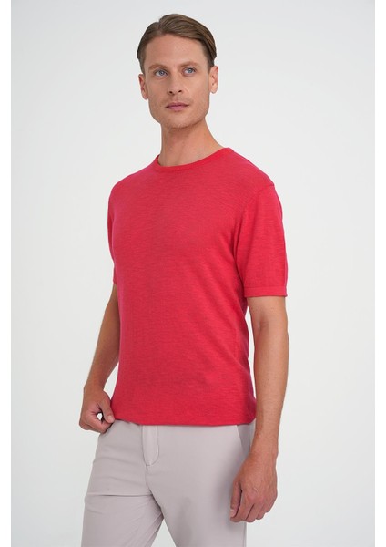 Comfort Fit Bisiklet Yaka Kısa Kol Spor Mercan Triko Tr 881 indirimleri