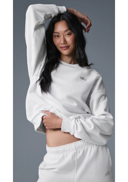 Bisiklet Yaka Uzun Kollu Basic Triko Kumaş Sweatshirt