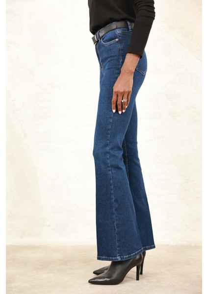 Koyu Mavi Full Likra Toparlayan Flare Jean 7578 fiyatları