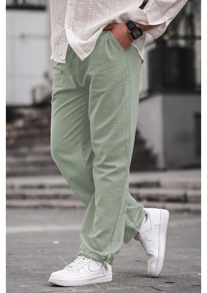 Paça Detaylı Rahat Kesim Erkek Çağla Yeşili Pantolon 6532 fiyatları