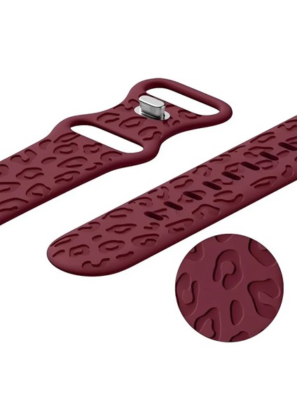 Apple Watch 10 42MM – 6 7 8 9 10 Se Uyumlu 38-40-41MM Leopar Desenli 2'li Silikon Kordon Seti