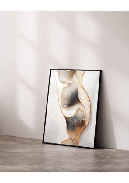 Metal Çerçeveli Gerçek Camlı Tablo, Dijital Baskı, Ginkgo Biloba Temalı, Salon, Ofis, Oturma Odası , Tablo fiyatları