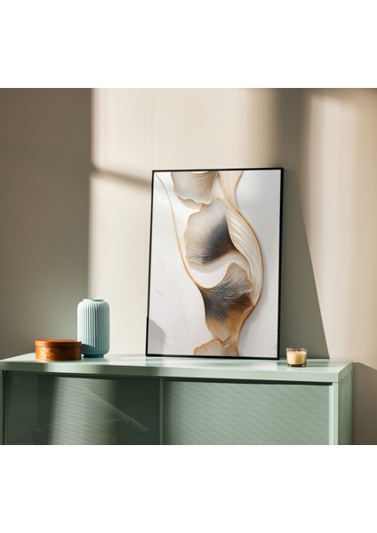 Metal Çerçeveli Gerçek Camlı Tablo, Dijital Baskı, Ginkgo Biloba Temalı, Salon, Ofis, Oturma Odası , Tablo indirimleri